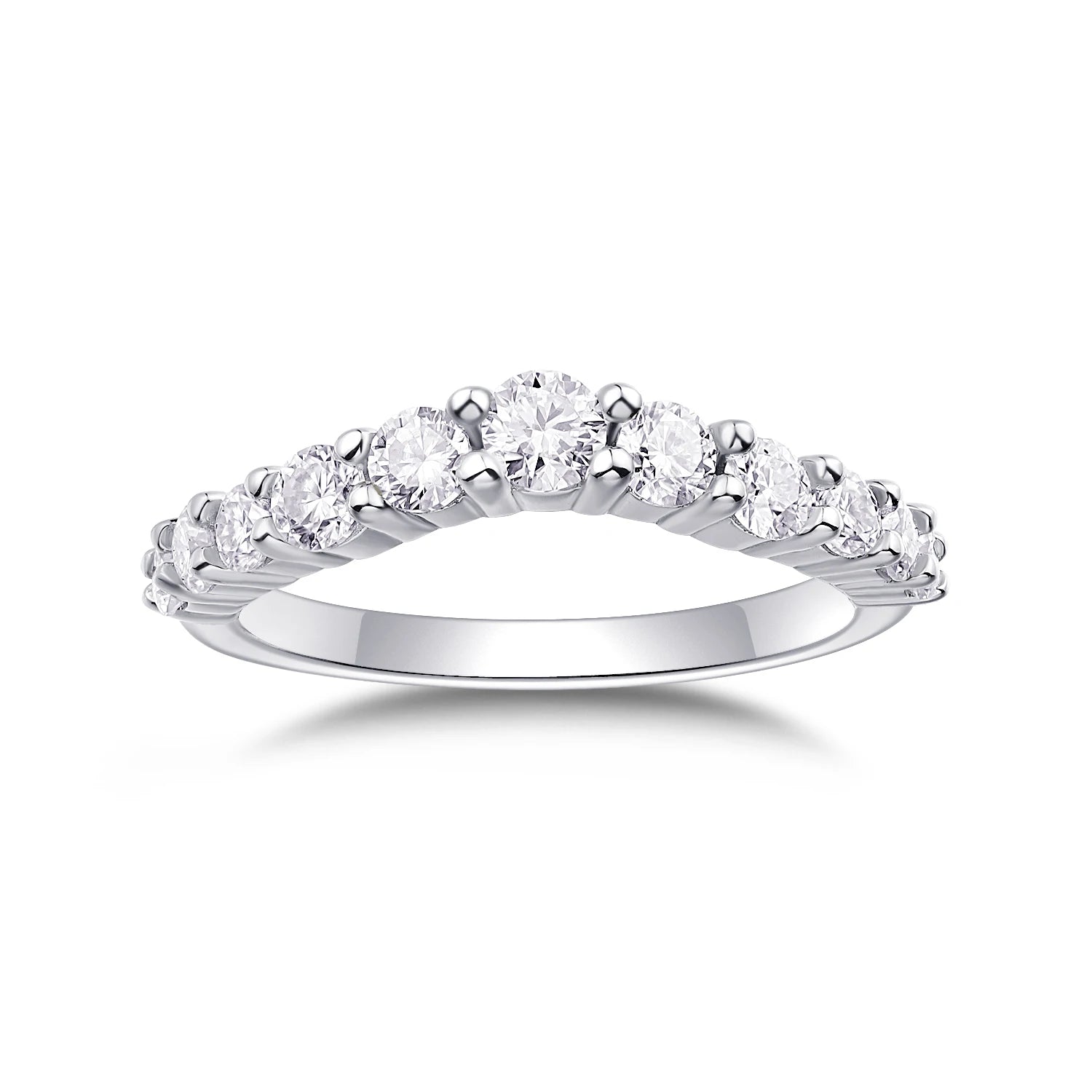 Trendy 925 Sterling Silver Wedding Ring Round Brilliant Cut Moissanite Eternity Engagement Ring ferrersa