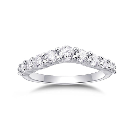 Trendy 925 Sterling Silver Wedding Ring Round Brilliant Cut Moissanite Eternity Engagement Ring ferrersa