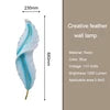 Modern Minimalist LED Luxury Feather Fine Carved Pattern Framed Hanging Channel Decoration Wall Lamps for Bedroom Walls ferrersa