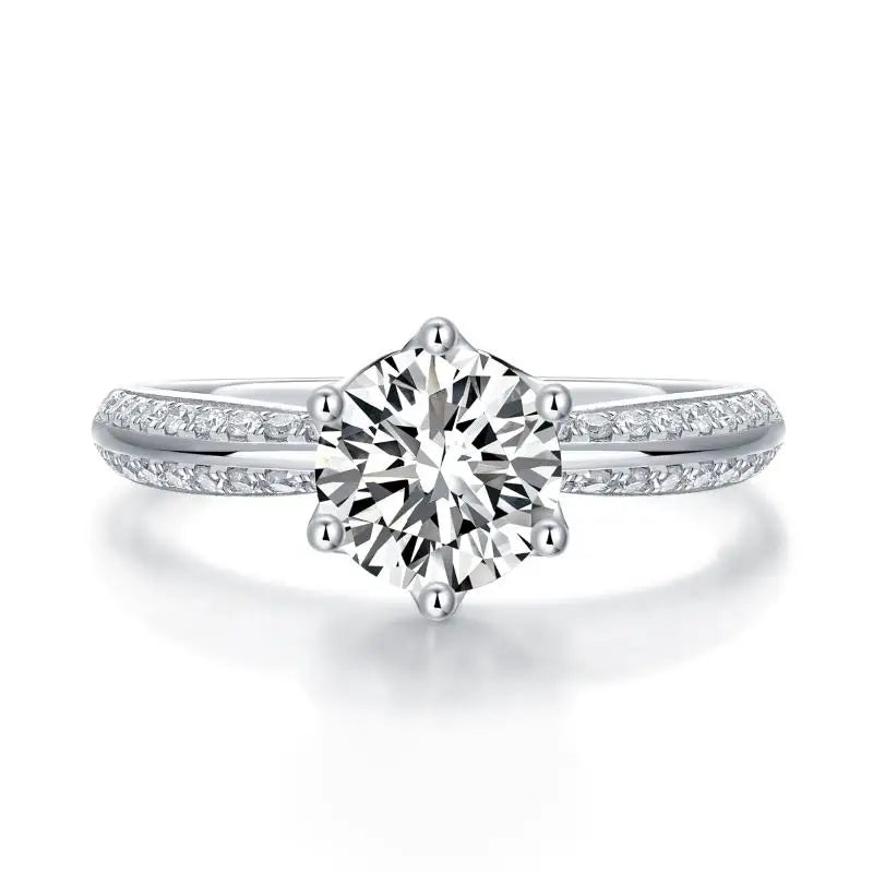 Trendy 3ct Round Moissanite Ring for Women Daily Wear Wedding Engagement Promise Ring S925 Silver Moissanite Ring ferrersa