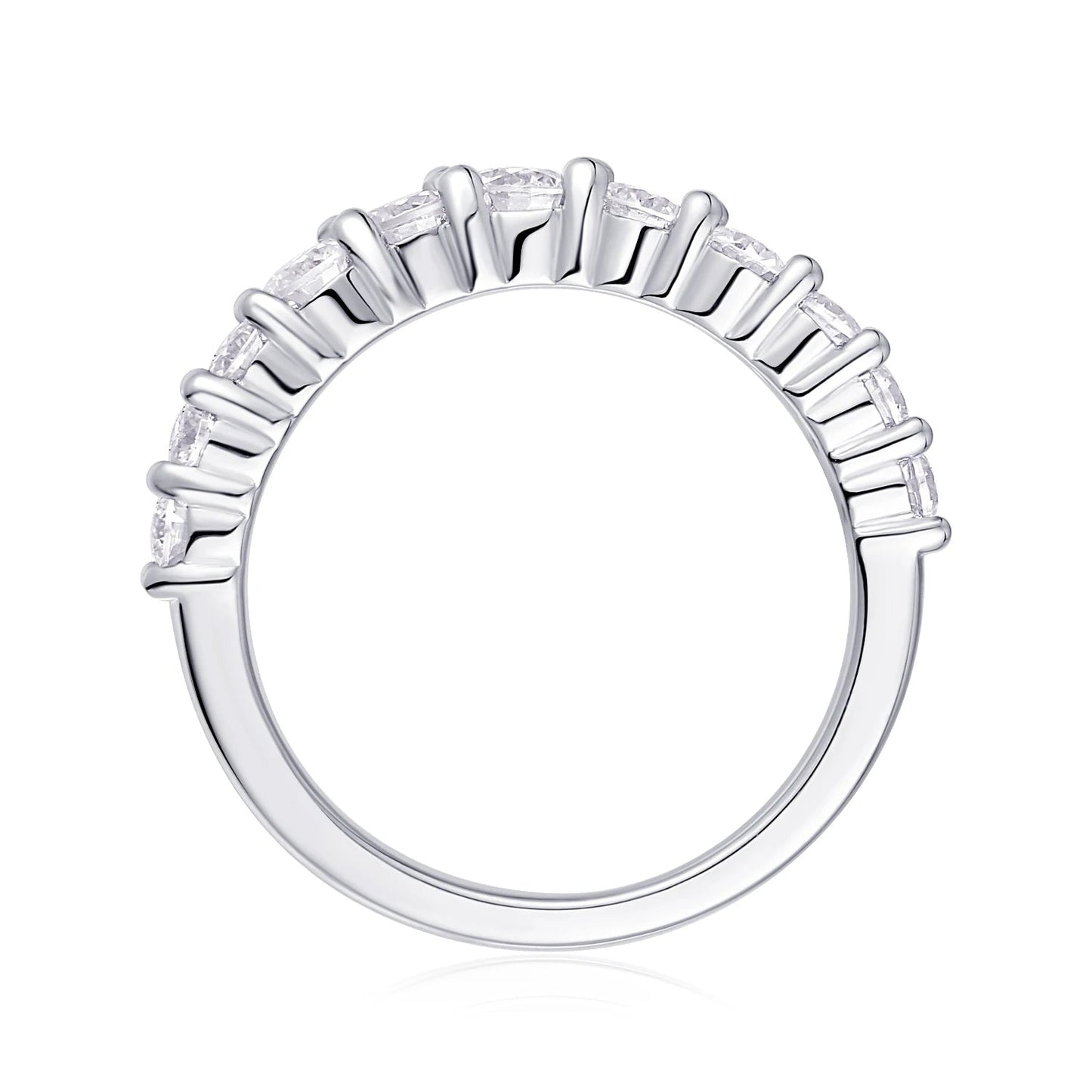 Trendy 925 Sterling Silver Wedding Ring Round Brilliant Cut Moissanite Eternity Engagement Ring ferrersa