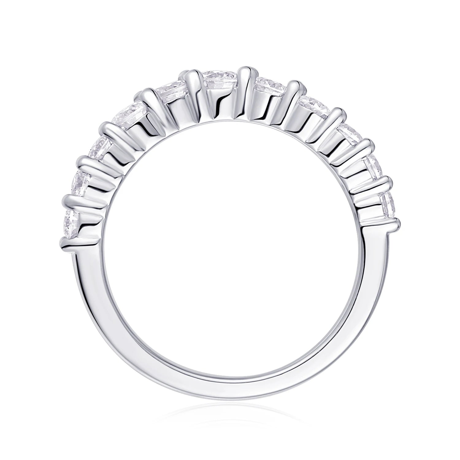 Trendy 925 Sterling Silver Wedding Ring Round Brilliant Cut Moissanite Eternity Engagement Ring ferrersa