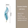 Modern Minimalist LED Luxury Feather Fine Carved Pattern Framed Hanging Channel Decoration Wall Lamps for Bedroom Walls ferrersa