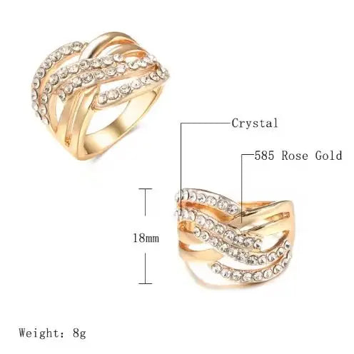 Luxury Women's Rose Gold Plated Teardrop Zircon Statement Ring Elegant Sparkling Crystal Jewelry for Party Trendy Style Gift ferrersa