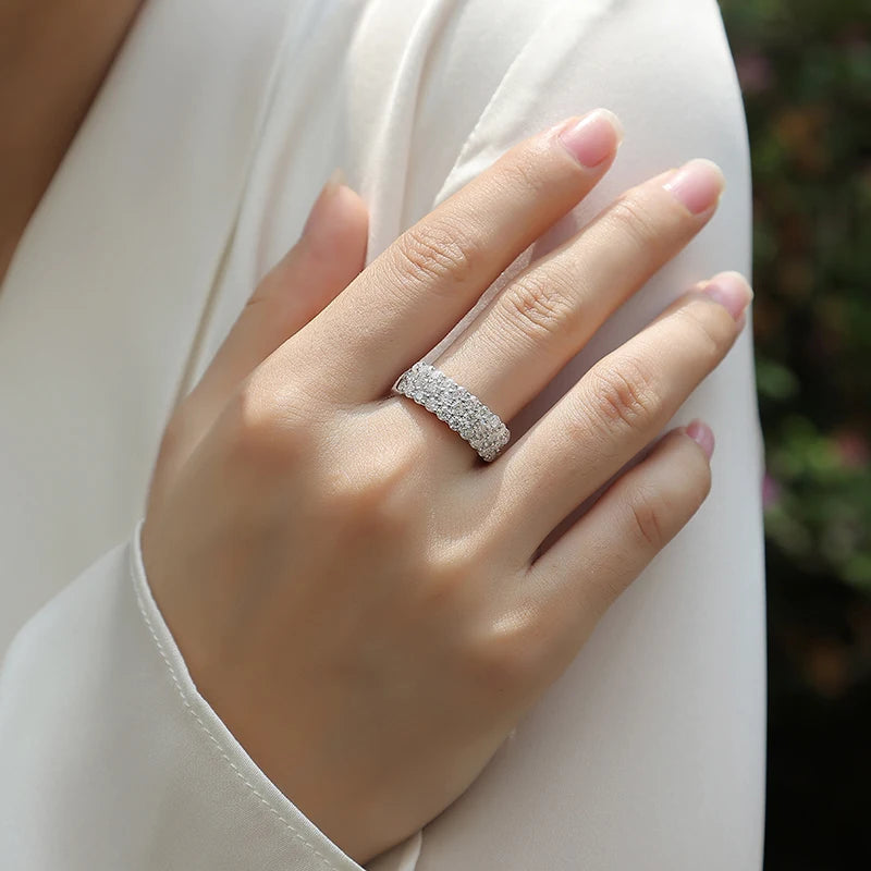 Sparkling Multiple Stones Moissanite Wedding Engagement Ring S925 Sterling Silver White clear Women Jewelry Ring Promise Ring ferrersa