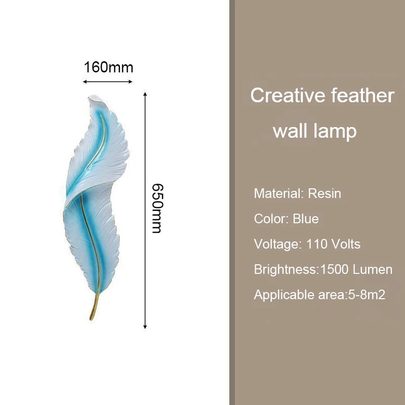 Modern Minimalist LED Luxury Feather Fine Carved Pattern Framed Hanging Channel Decoration Wall Lamps for Bedroom Walls ferrersa