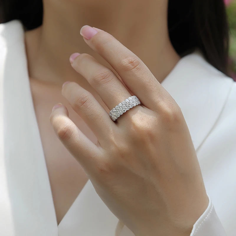 Sparkling Multiple Stones Moissanite Wedding Engagement Ring S925 Sterling Silver White clear Women Jewelry Ring Promise Ring ferrersa