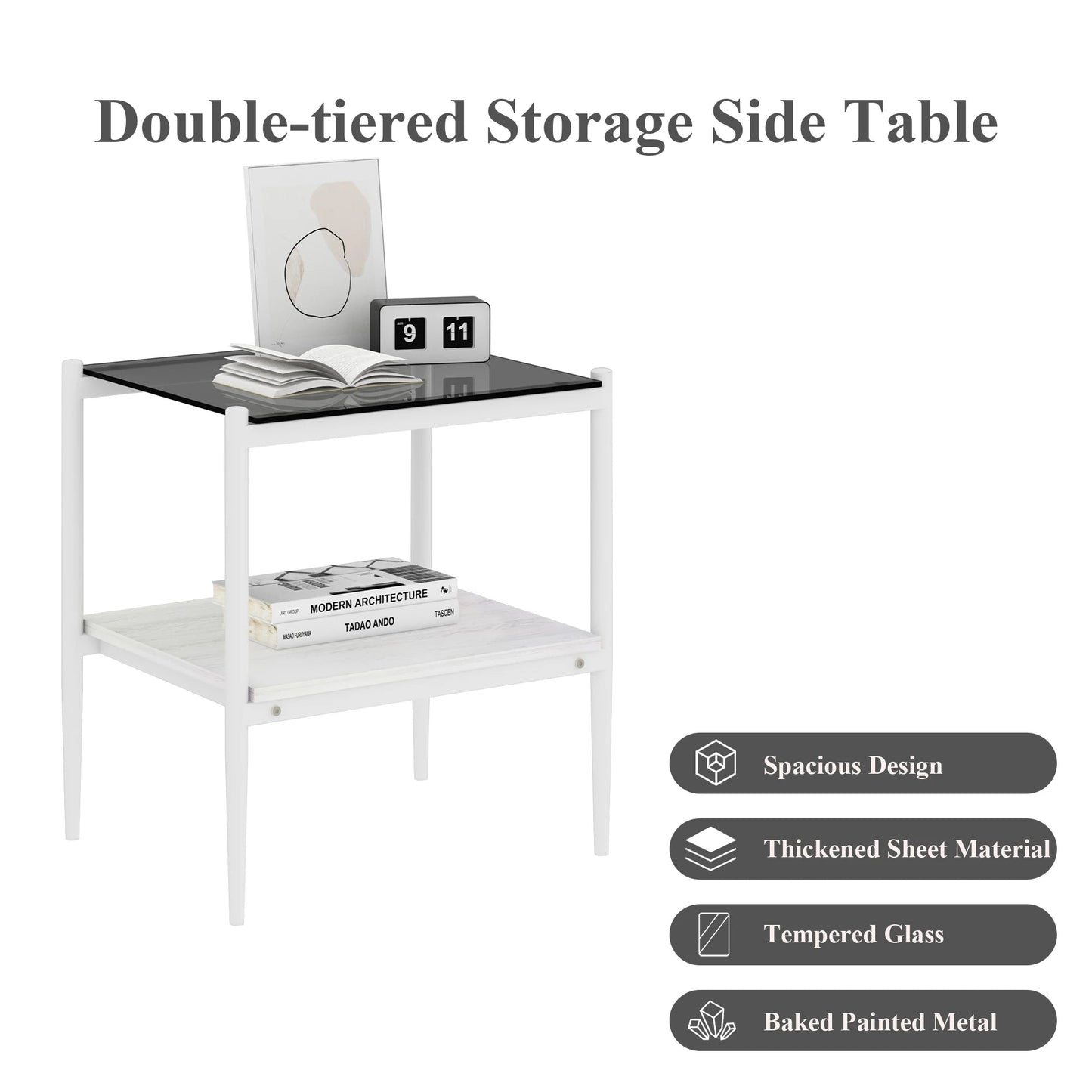 New Modern Grey Tempered Glass Table Two Side Tables Sets Bedside Table for Living Room Furniture Free Shipping ferrersa