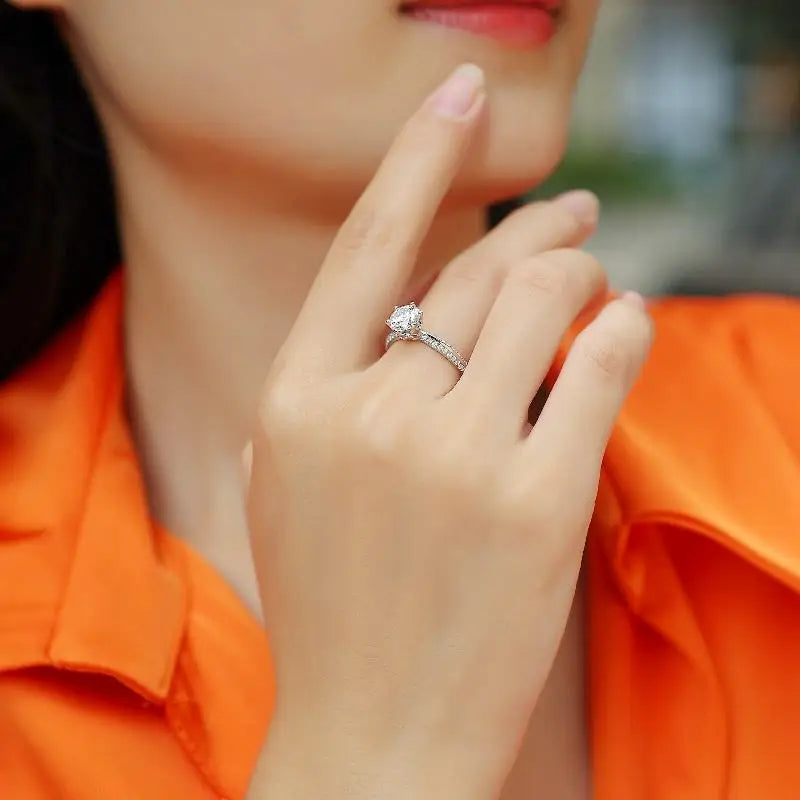 Trendy 3ct Round Moissanite Ring for Women Daily Wear Wedding Engagement Promise Ring S925 Silver Moissanite Ring ferrersa