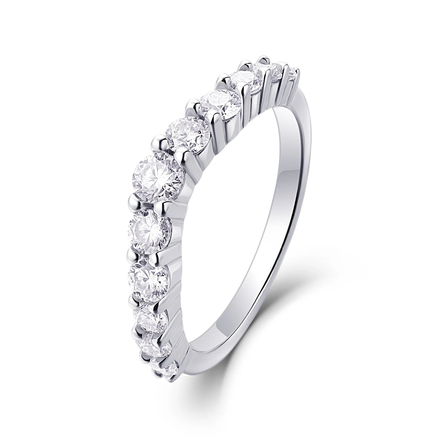 Trendy 925 Sterling Silver Wedding Ring Round Brilliant Cut Moissanite Eternity Engagement Ring ferrersa