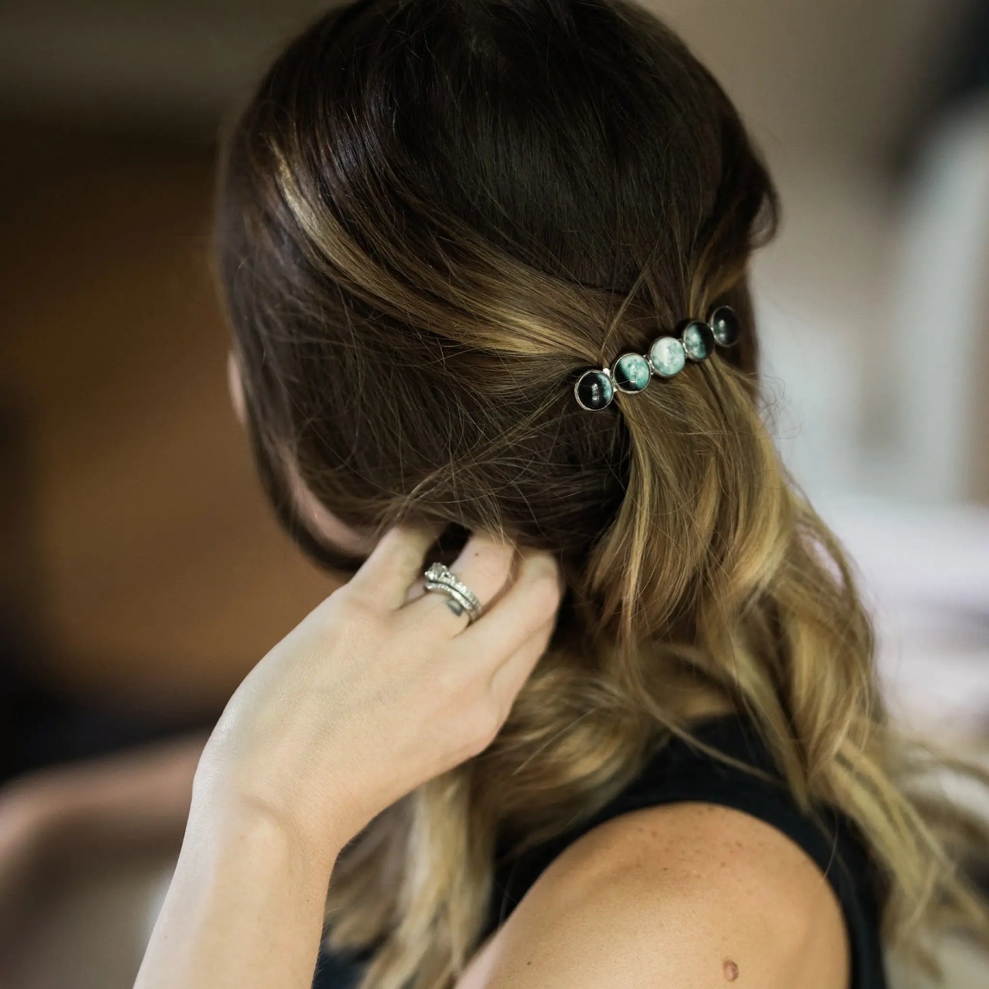 Moon Phase Hair Clip Barrette DC-Yugen Handmade