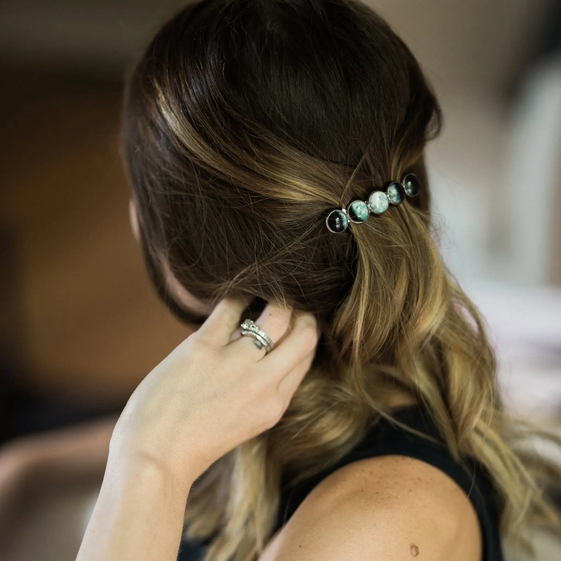 Moon Phase Hair Clip Barrette DC-Yugen Handmade