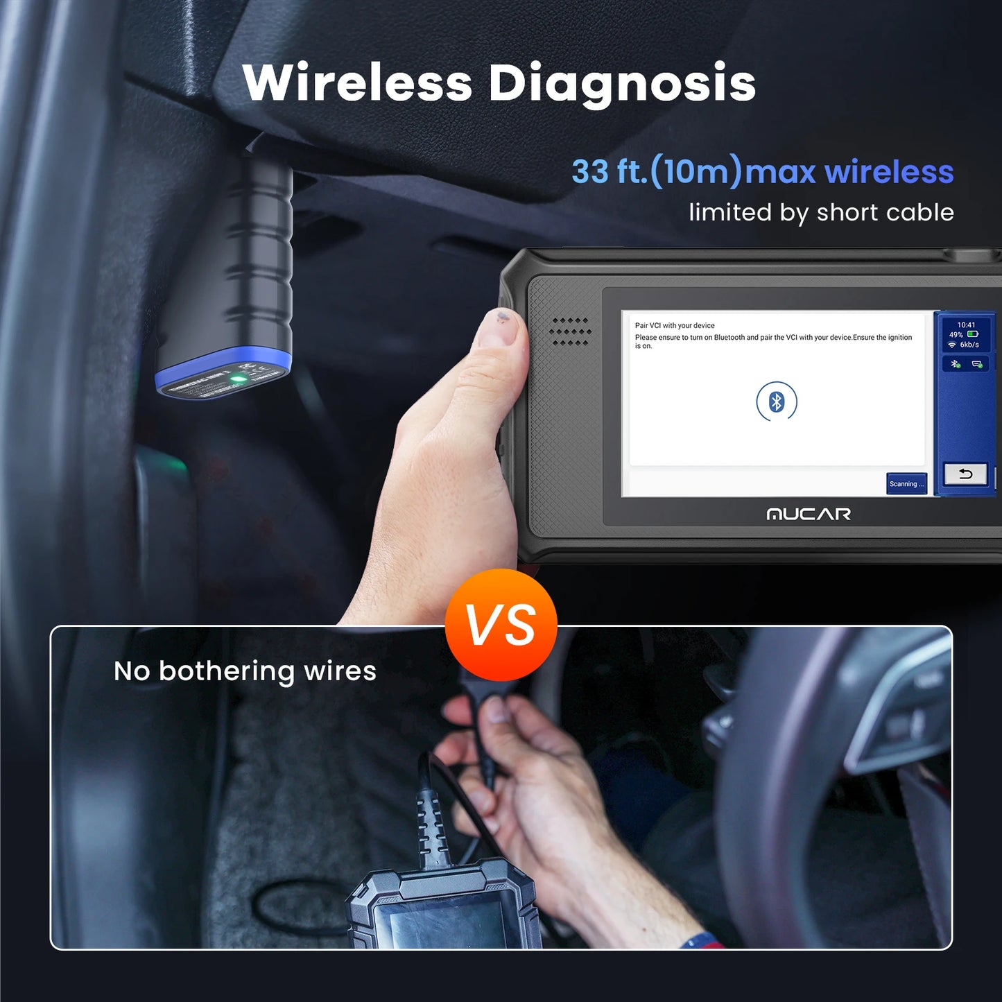 MUCAR VO6 OBD2 Diagnostic Tool, CAN FD All System Diagnosis OBD2 Scanner for Car 28 Resets Auto Scan Tool Lifetime Free Update