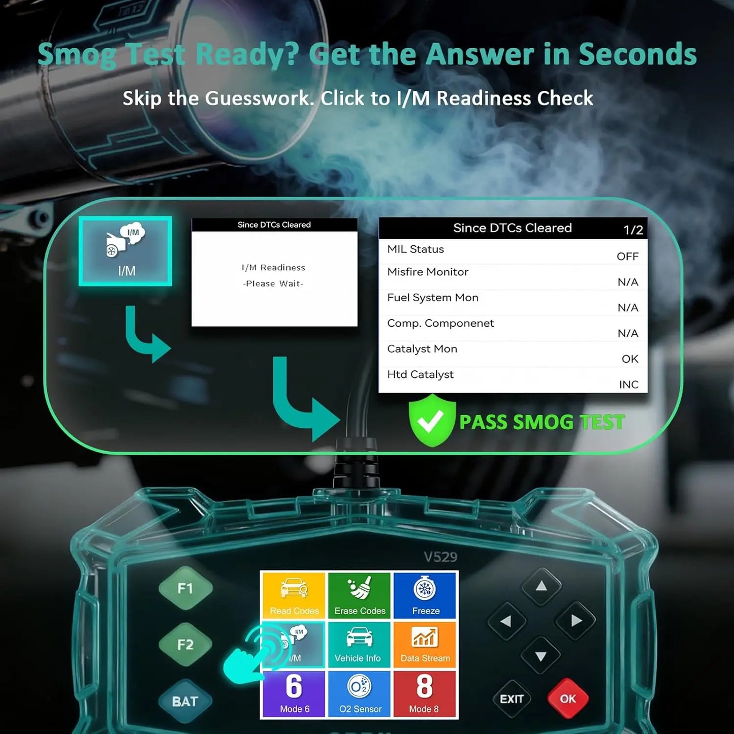 Escaner Automotriz OBD2 Scanner, Automotive Diagnostic Scan Tool, Read/Clear Codes, I/M Readiness, DTC Lookup for Smog Check