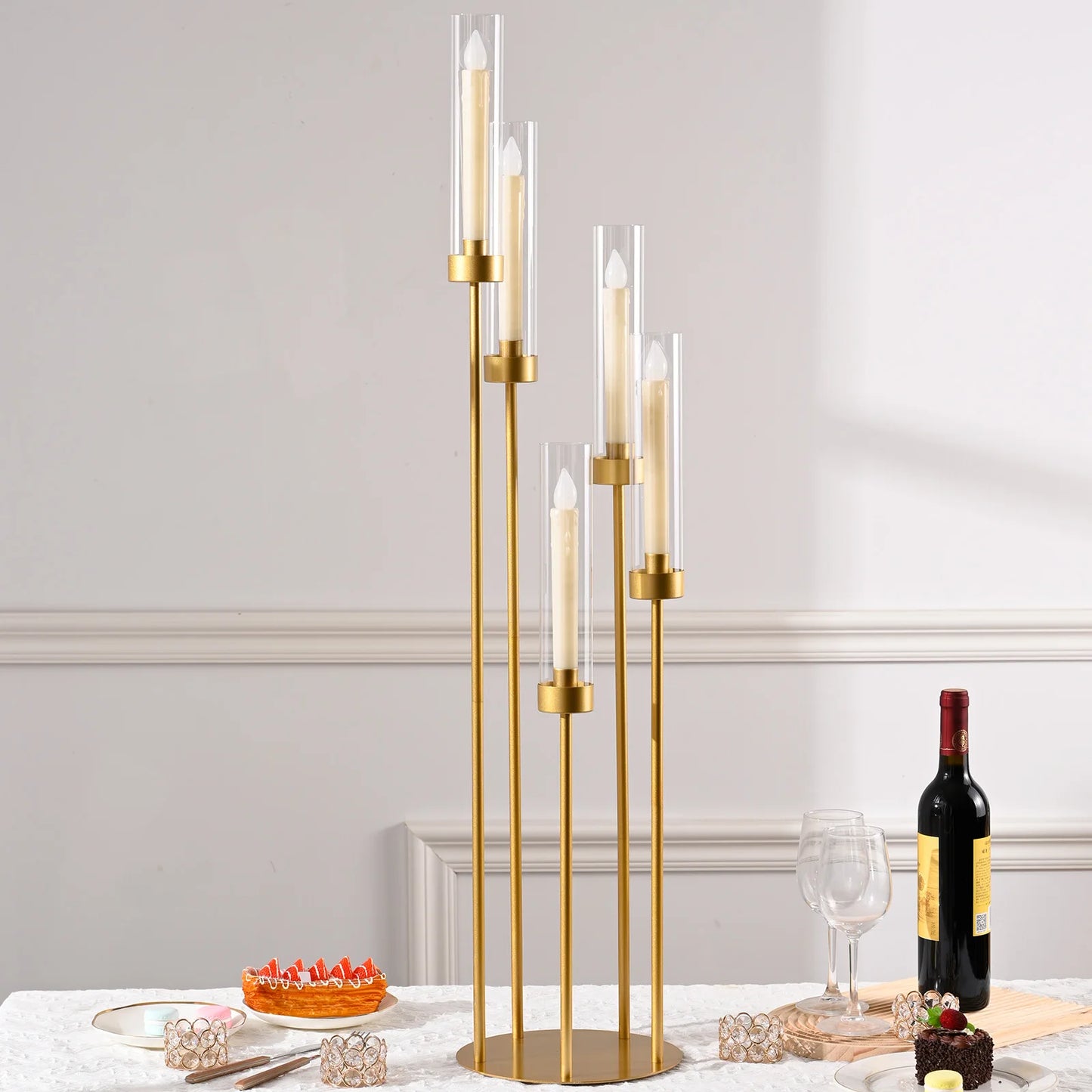 Gold Floor Candelabra 5 Arm Tall Candle Holder  10PCS