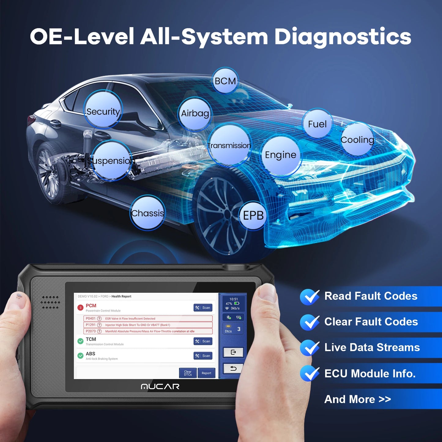 MUCAR VO6 OBD2 Diagnostic Tool, CAN FD All System Diagnosis OBD2 Scanner for Car 28 Resets Auto Scan Tool Lifetime Free Update