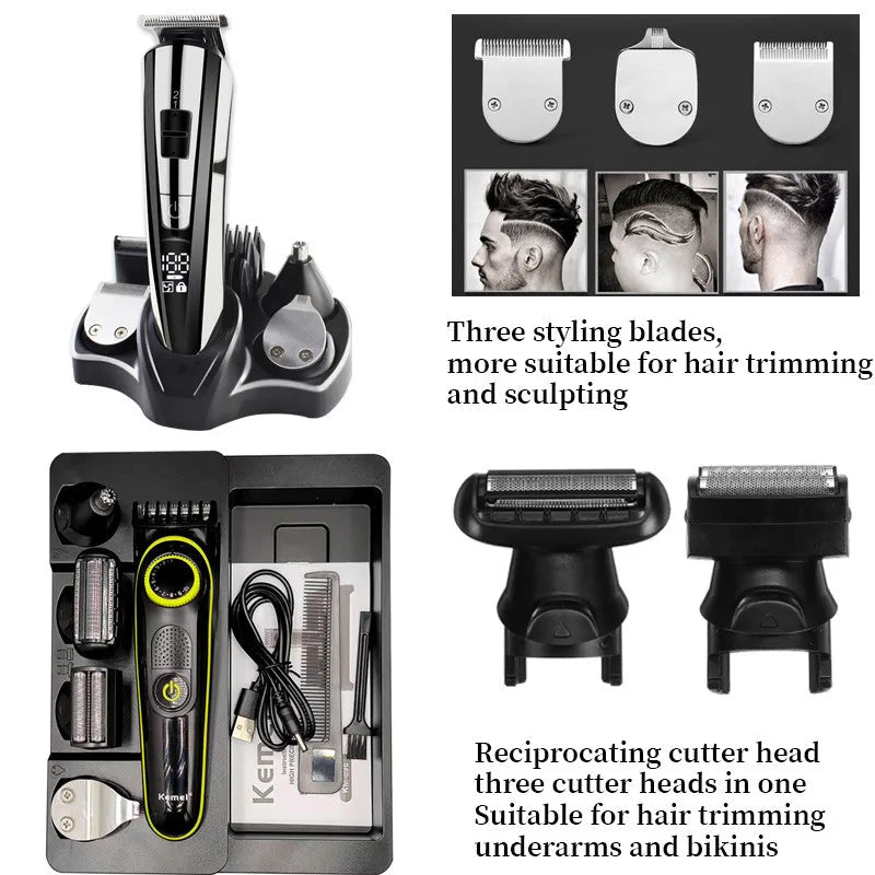 Kemei Electric Hair Clipper Beauty kit for Men Electric shaver beard trimme men's Razor multifunctional hair cutting machine ferrersa