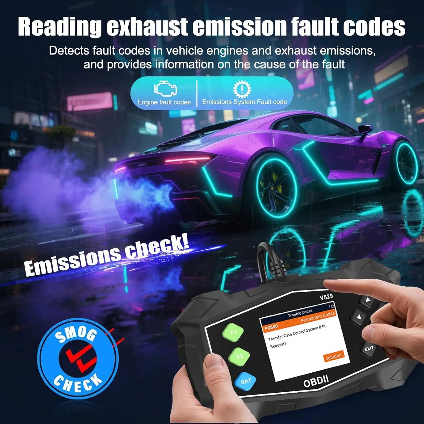 Escaner Automotriz OBD2 Scanner, Automotive Diagnostic Scan Tool, Read/Clear Codes, I/M Readiness, DTC Lookup for Smog Check
