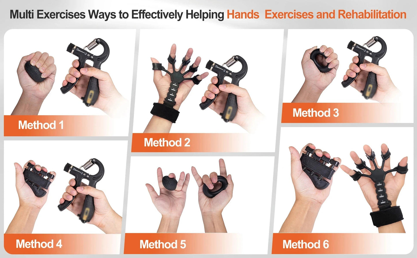5Pcs Grip Trainer Kit Adjustable Hand Gripper,Finger/Hand Strength Exercisers,Stress Ball,Forearm Ring for Muscle Build Fitness ferrersa