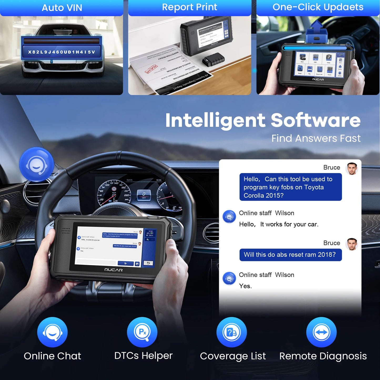 MUCAR VO6 OBD2 Diagnostic Tool, CAN FD All System Diagnosis OBD2 Scanner for Car 28 Resets Auto Scan Tool Lifetime Free Update