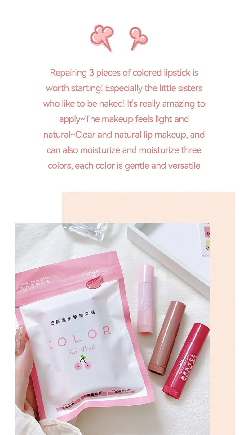 HAIPINK 3-Piece Set Tinted Moisturizing Lip Balm - Hydrating, Fade Lip Lines, Prevent Chapping ferrersa