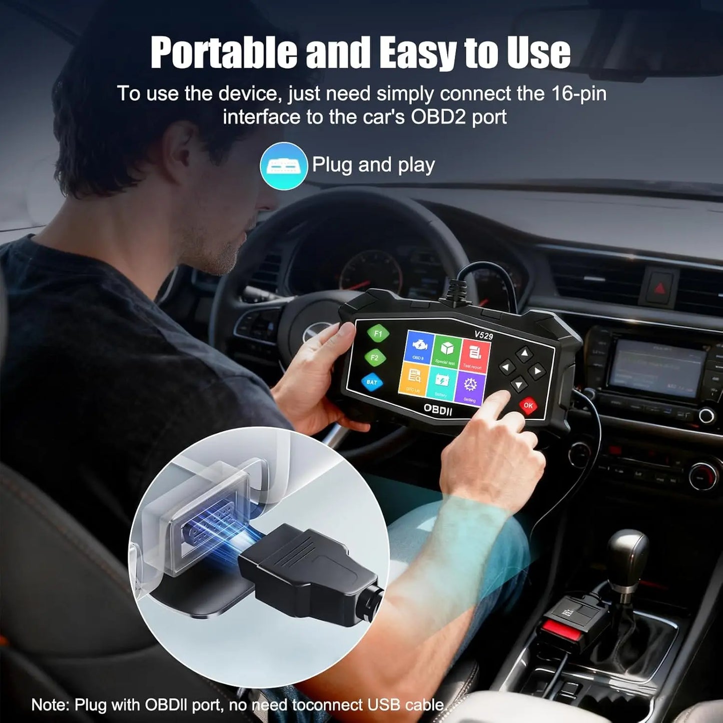 Escaner Automotriz OBD2 Scanner, Automotive Diagnostic Scan Tool, Read/Clear Codes, I/M Readiness, DTC Lookup for Smog Check