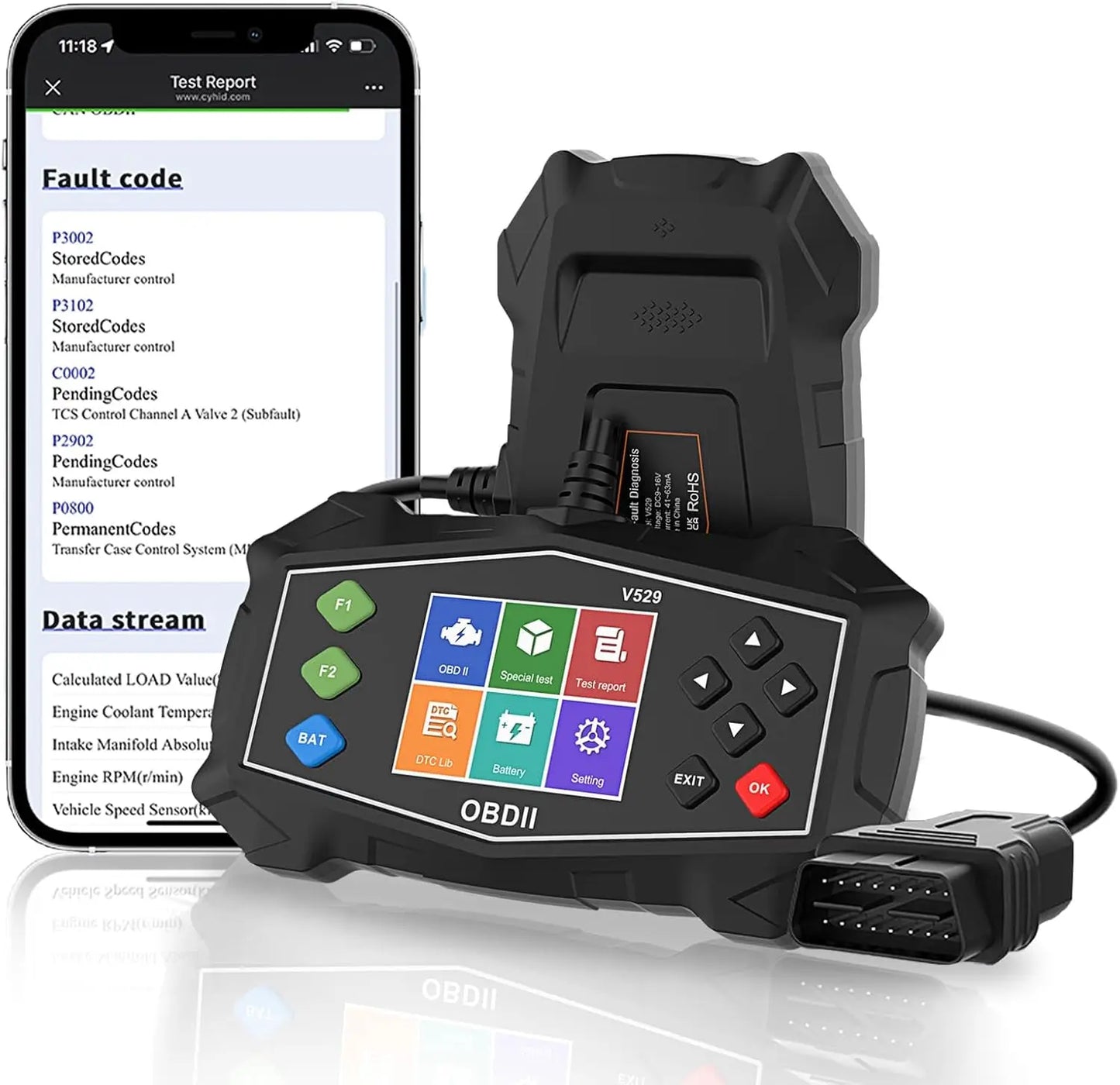 Escaner Automotriz OBD2 Scanner, Automotive Diagnostic Scan Tool, Read/Clear Codes, I/M Readiness, DTC Lookup for Smog Check