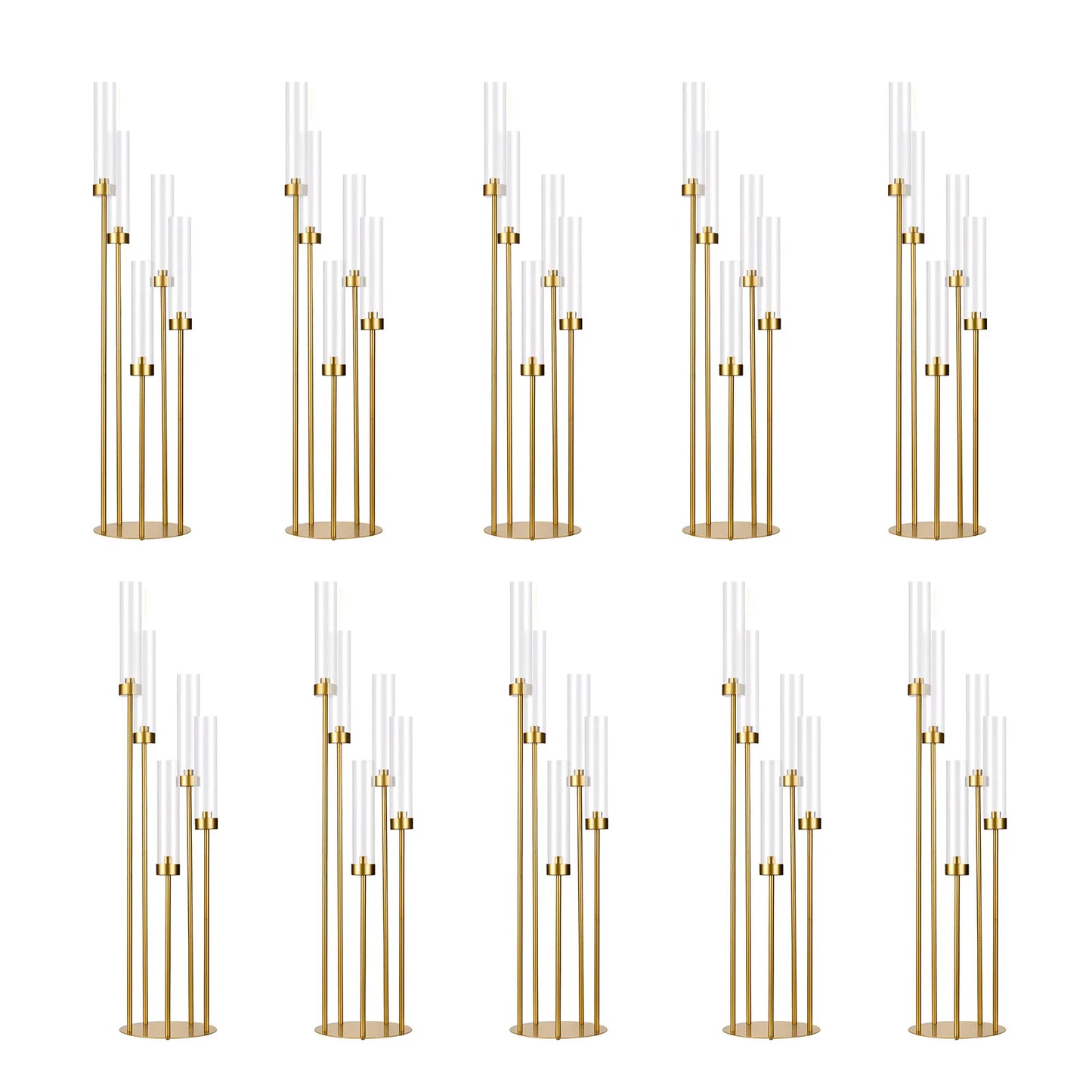 Gold Floor Candelabra 5 Arm Tall Candle Holder  10PCS