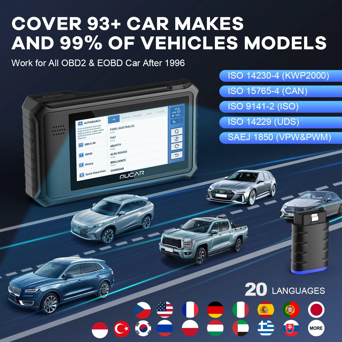MUCAR VO6 OBD2 Diagnostic Tool, CAN FD All System Diagnosis OBD2 Scanner for Car 28 Resets Auto Scan Tool Lifetime Free Update