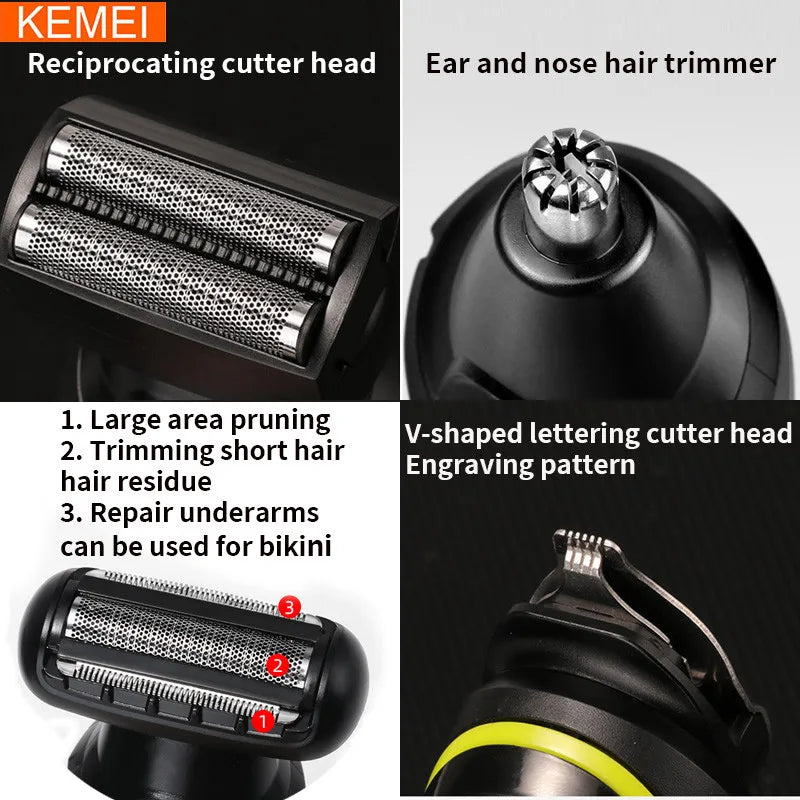 Kemei Electric Hair Clipper Beauty kit for Men Electric shaver beard trimme men's Razor multifunctional hair cutting machine ferrersa