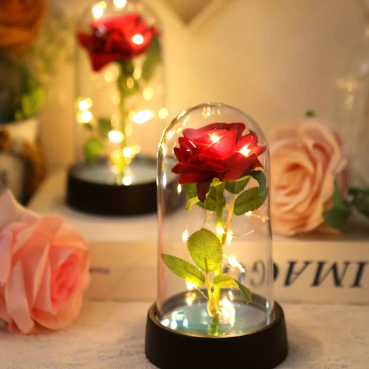 Wedding Birthday Valentine Day Gift Eternal Rose Flower Colorful Luminous Ornament For Women Mom Girlfriend Wife Home Decoration ferrersa