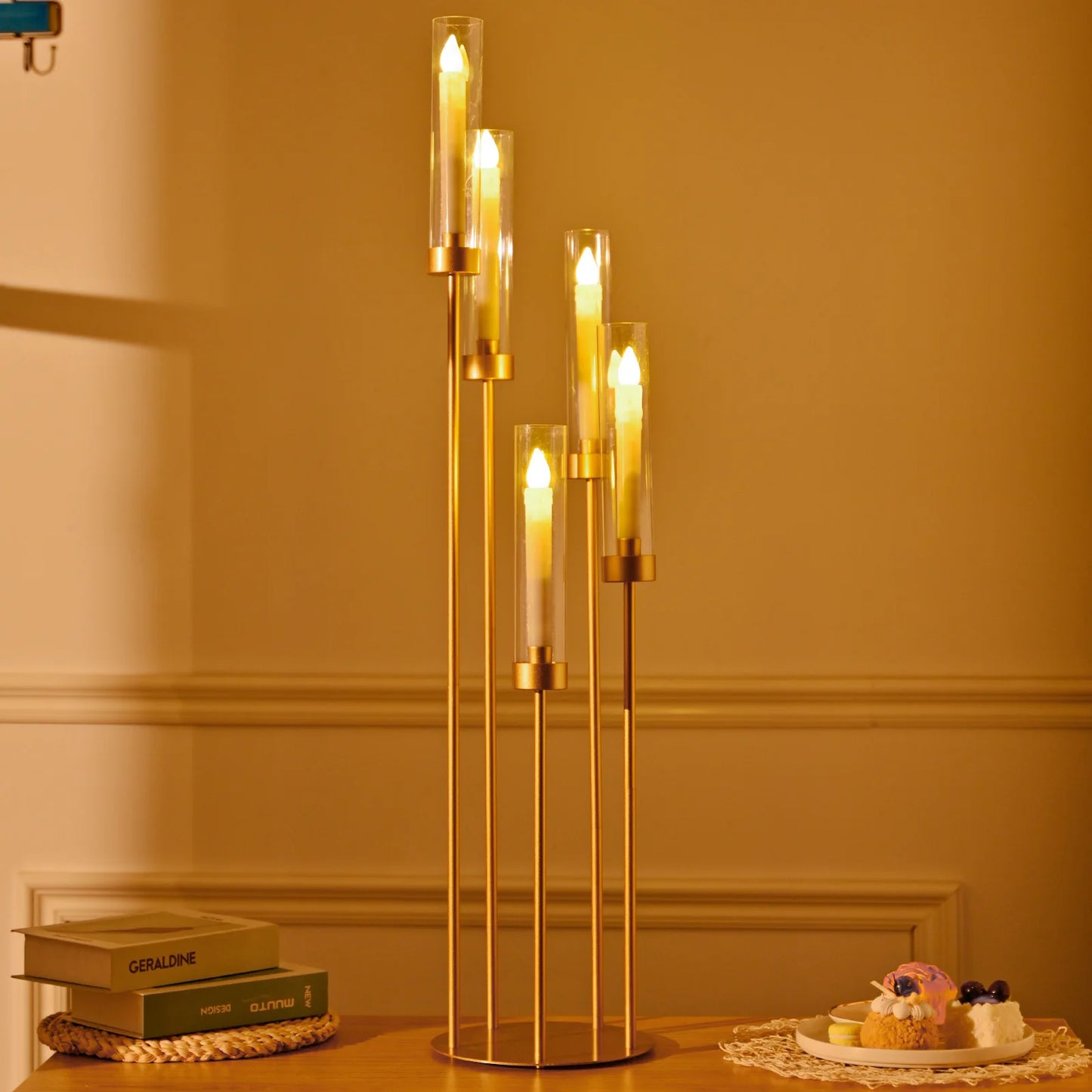 Gold Floor Candelabra 5 Arm Tall Candle Holder  10PCS