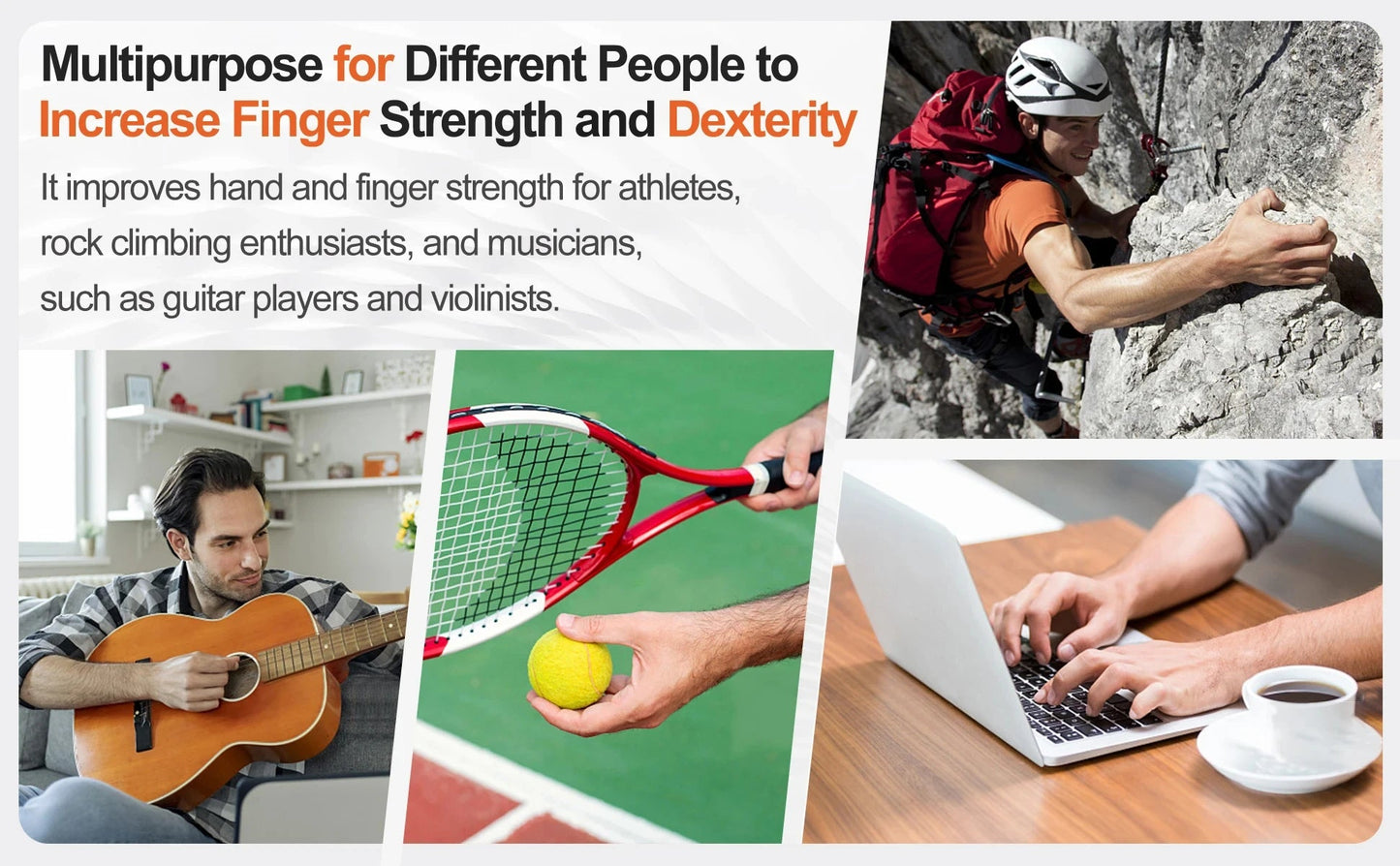 5Pcs Grip Trainer Kit Adjustable Hand Gripper,Finger/Hand Strength Exercisers,Stress Ball,Forearm Ring for Muscle Build Fitness ferrersa