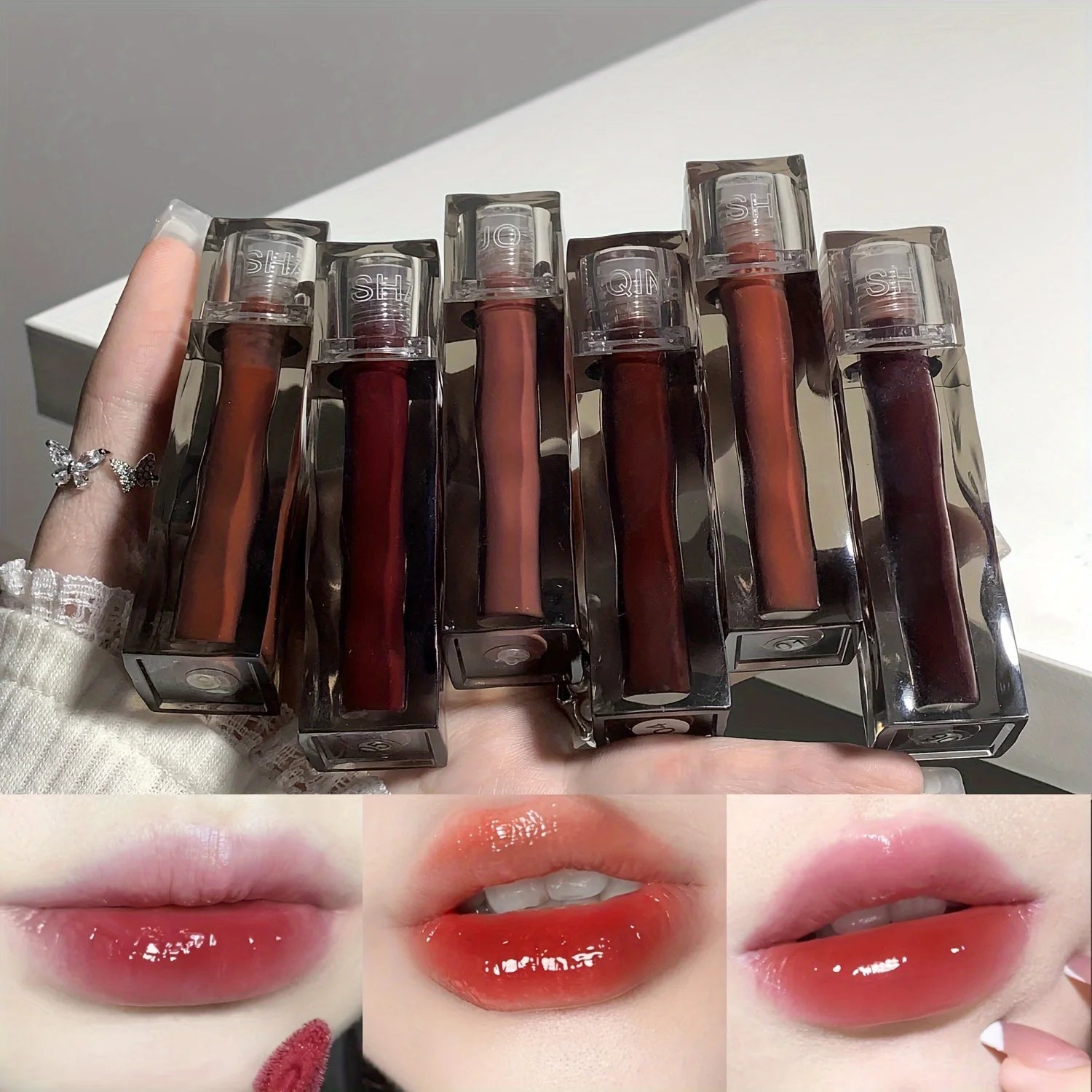 Adorable Bear Mirror Lip Glaze - Long-Lasting, Non-Fading, Hydrating Liquid Lipstick with Watery Texture - Luxurious Glossy Shin ferrersa