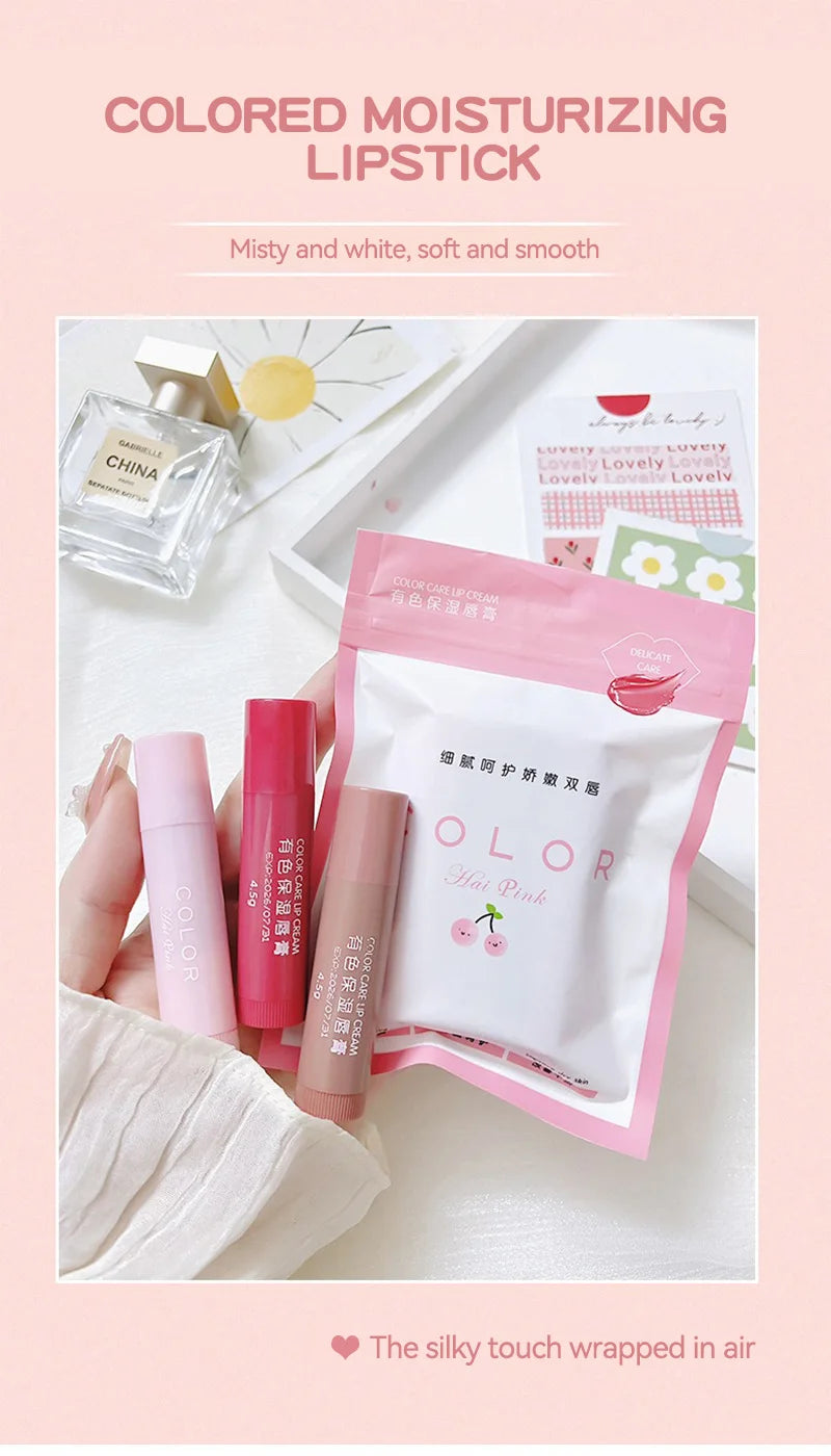 HAIPINK 3-Piece Set Tinted Moisturizing Lip Balm - Hydrating, Fade Lip Lines, Prevent Chapping ferrersa