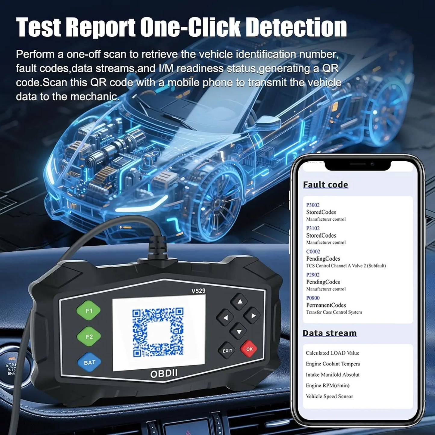 Escaner Automotriz OBD2 Scanner, Automotive Diagnostic Scan Tool, Read/Clear Codes, I/M Readiness, DTC Lookup for Smog Check