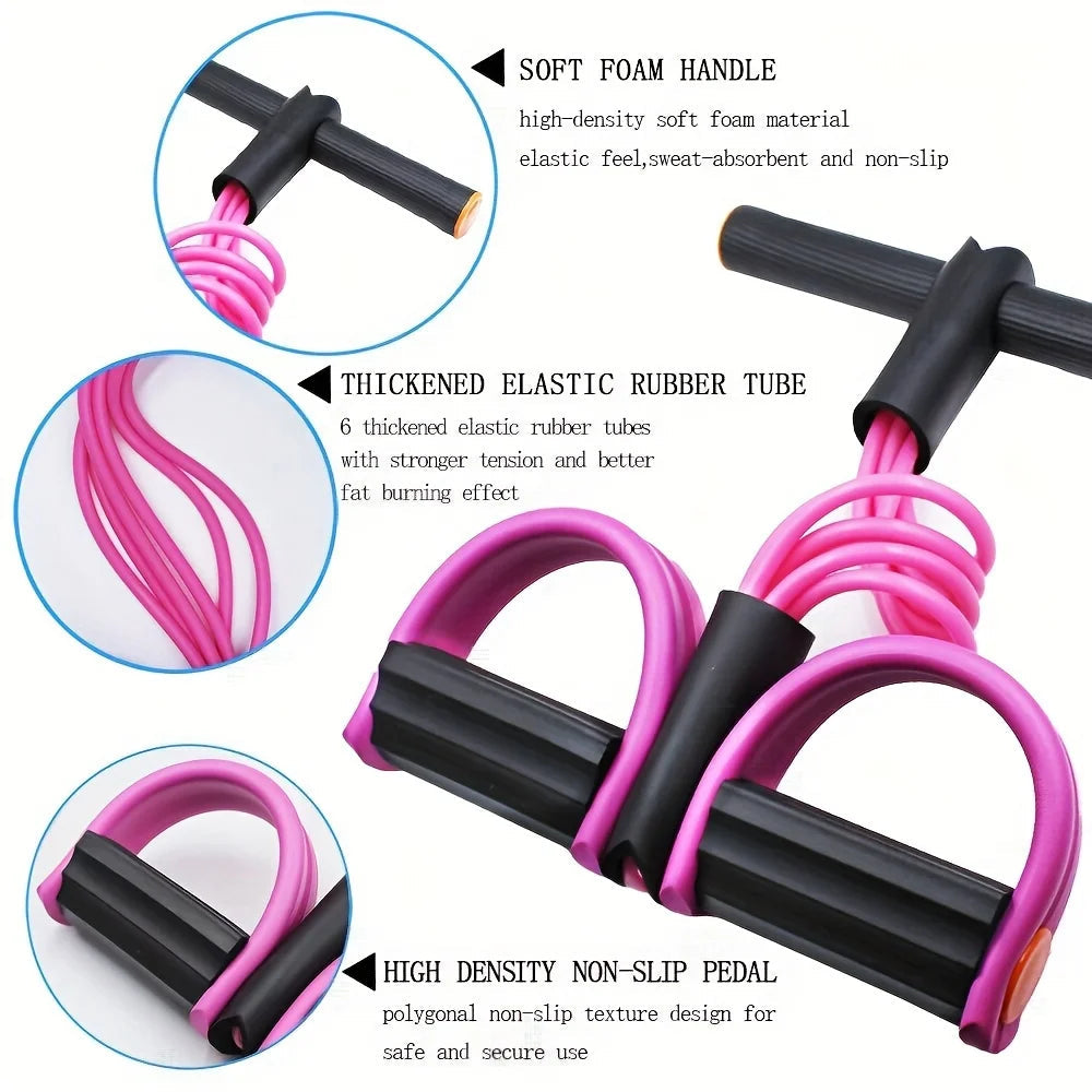 6-Tube Resistance Band, Multi-Functional Elastic Yoga Pull Rope for Arms, Legs, Waist & Abs, Durable Latex Fitness Equipment ferrersa