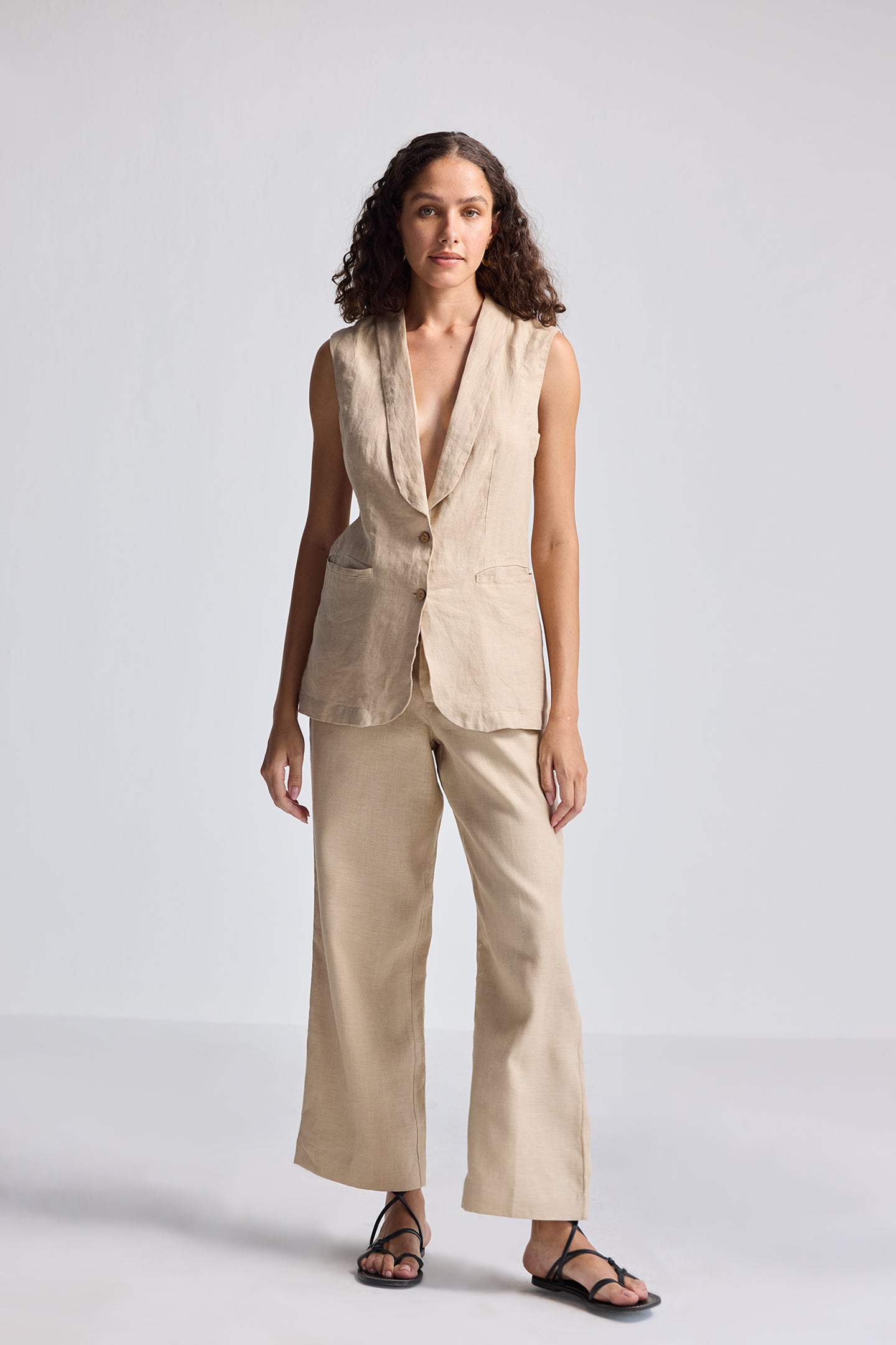 Sleeveless Hemp Jacket Set DC-Reistor
