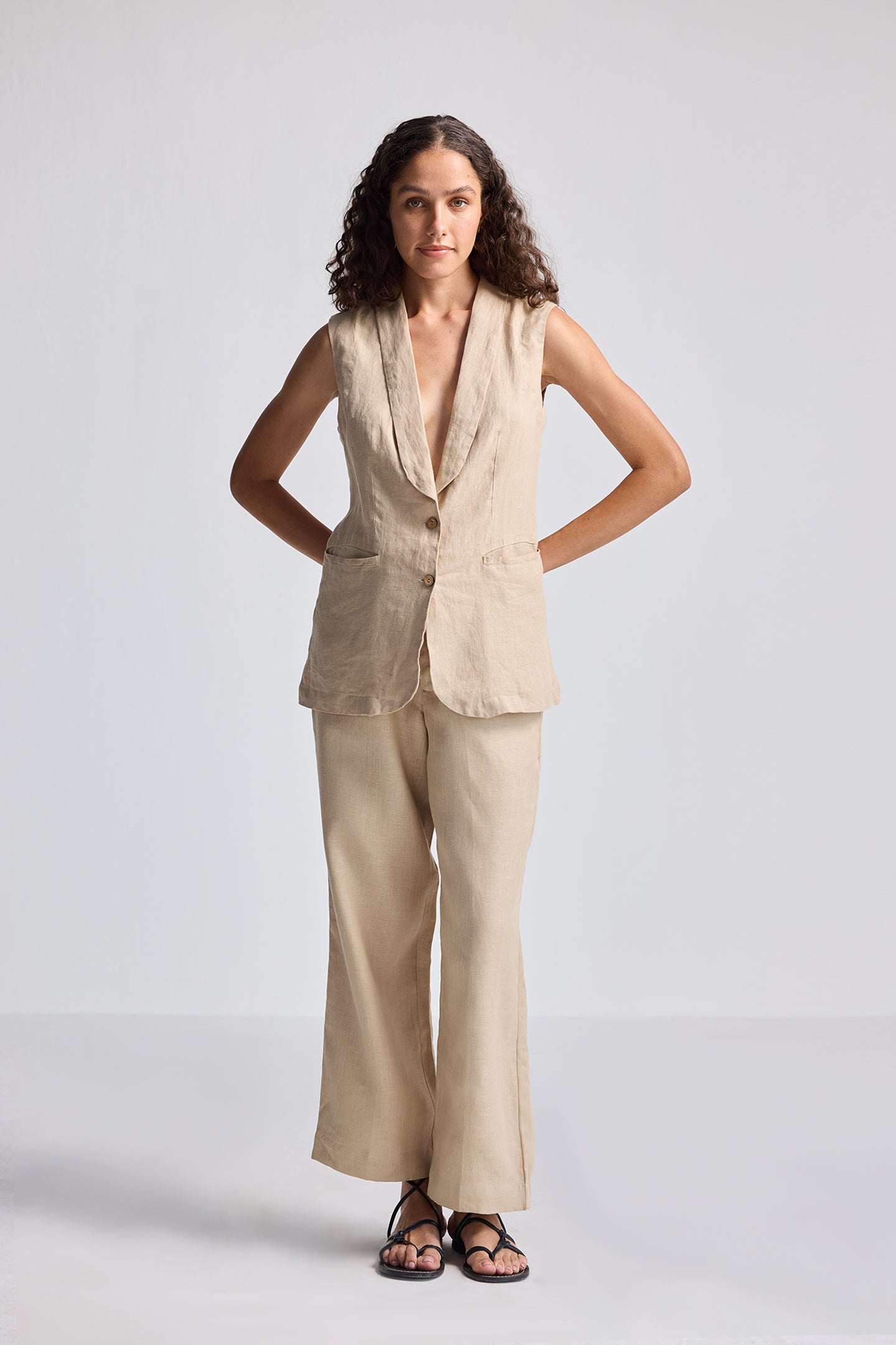 Sleeveless Hemp Jacket Set DC-Reistor