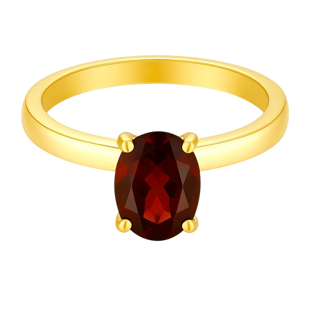 18K Gold Plated Brass Oval Gemstone Solitaire Ring Classic Minimal Style TGR1057 RM-1019 DESIRE GEM