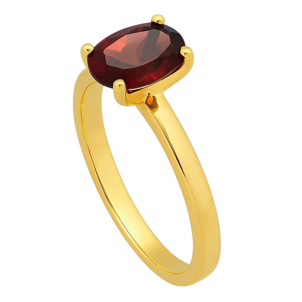 18K Gold Plated Brass Oval Gemstone Solitaire Ring Classic Minimal Style TGR1057 RM-1019 DESIRE GEM