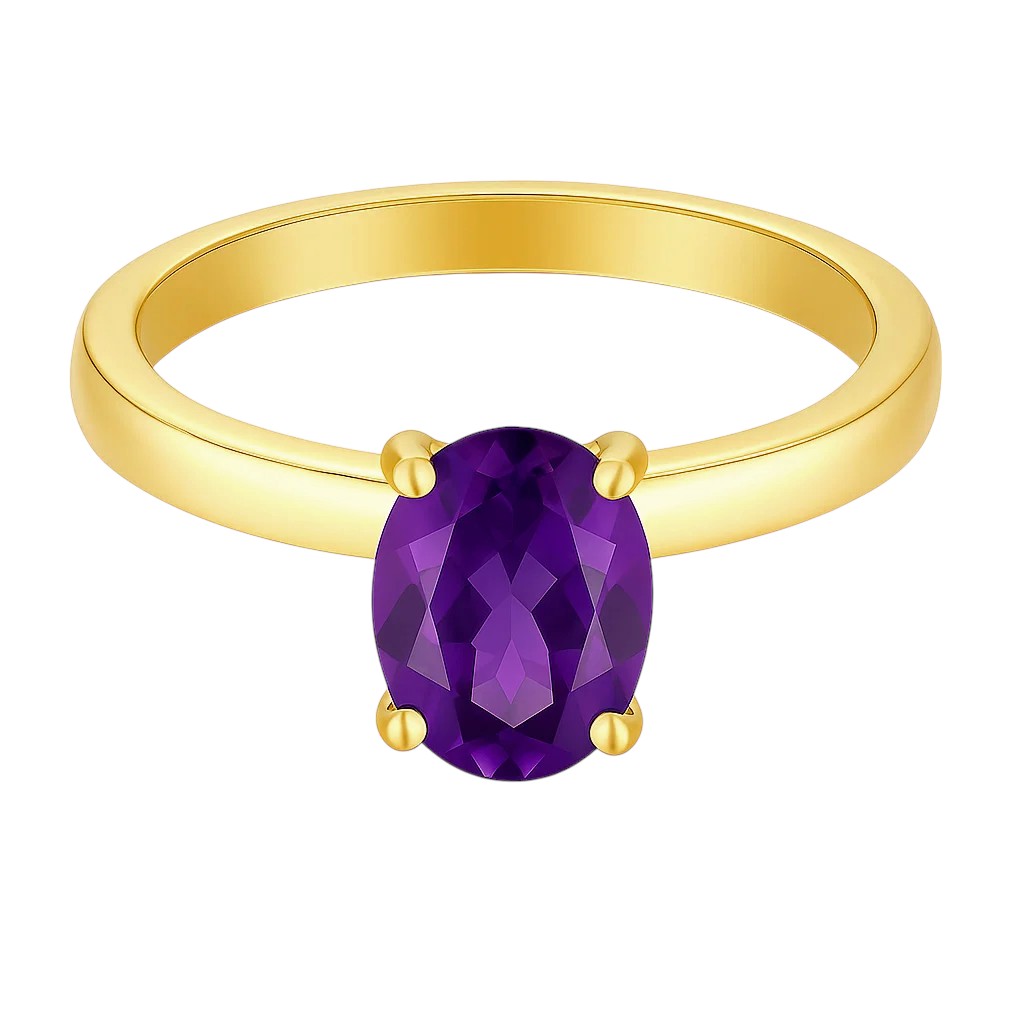 18K Gold Plated Brass Oval Gemstone Solitaire Ring Classic Minimal Style TGR1057 RM-1019 DESIRE GEM