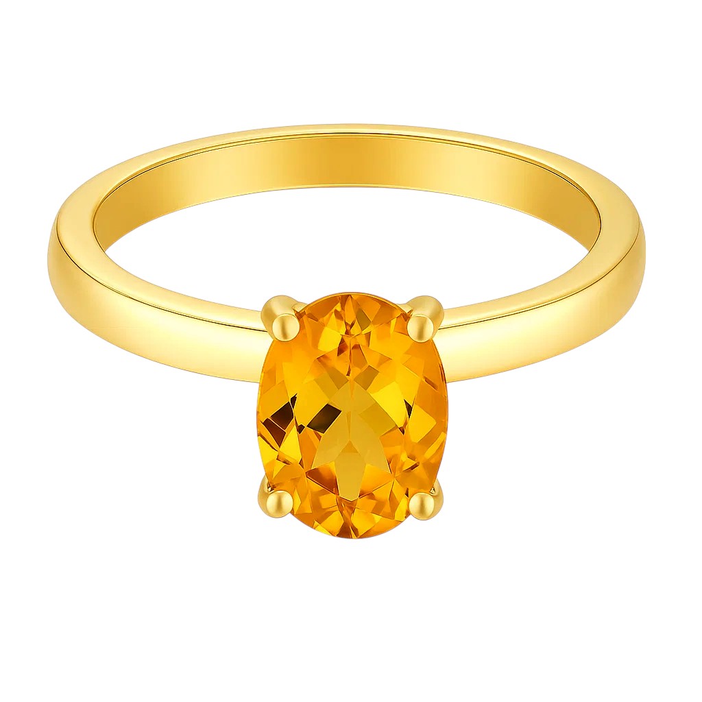 18K Gold Plated Brass Oval Gemstone Solitaire Ring Classic Minimal Style TGR1057 RM-1019 DESIRE GEM