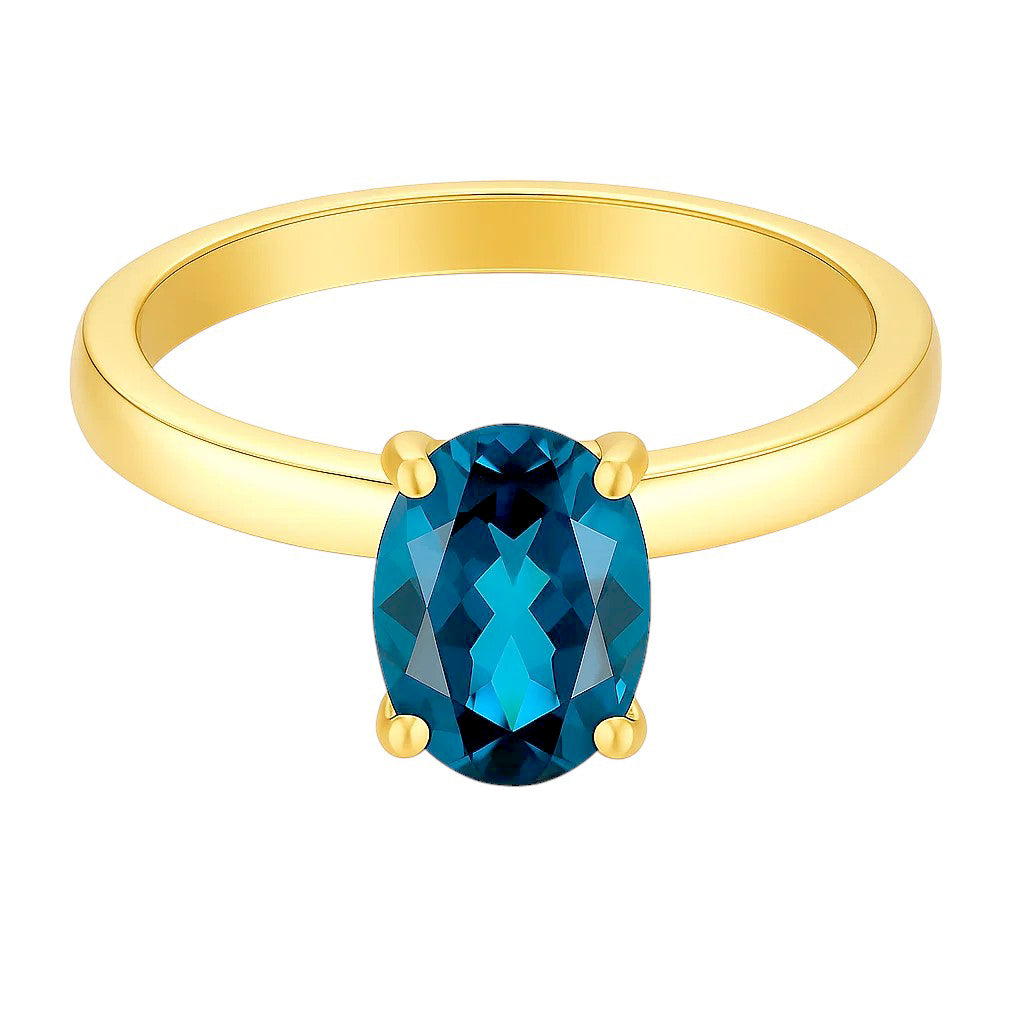 18K Gold Plated Brass Oval Gemstone Solitaire Ring Classic Minimal Style TGR1057 RM-1019 DESIRE GEM