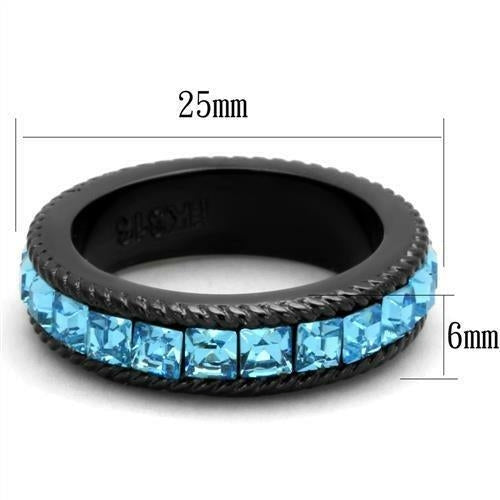TK1867 - IP Black(Ion Plating) Stainless Steel Ring with Top Grade ferrersa