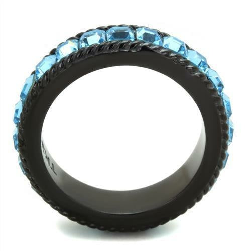 TK1867 - IP Black(Ion Plating) Stainless Steel Ring with Top Grade ferrersa
