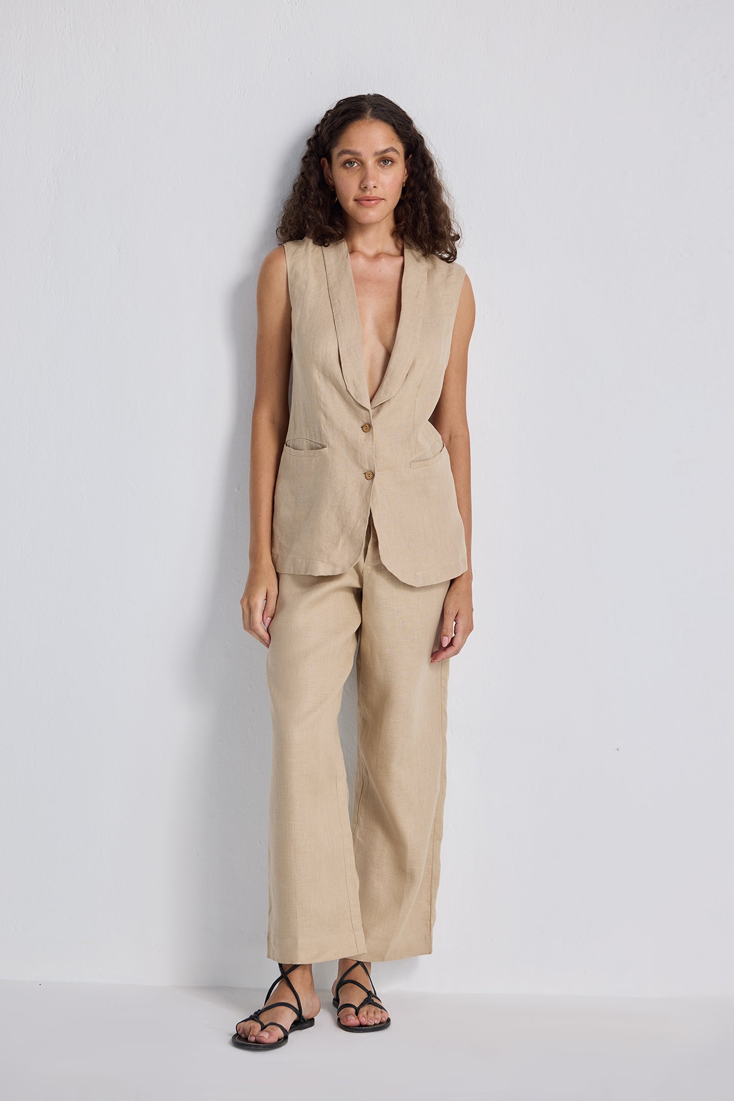 Sleeveless Hemp Jacket Set DC-Reistor