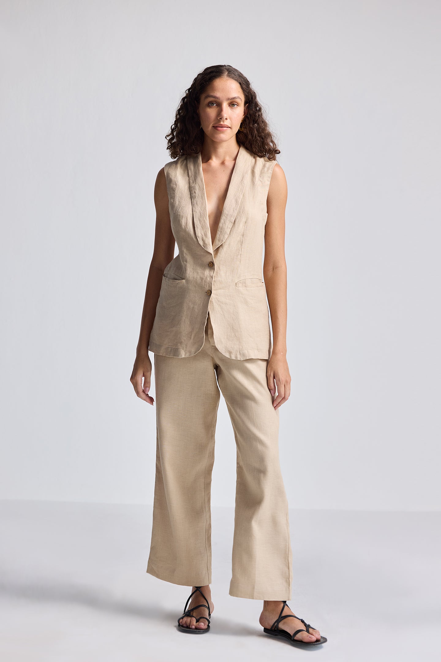 Sleeveless Hemp Jacket Set DC-Reistor