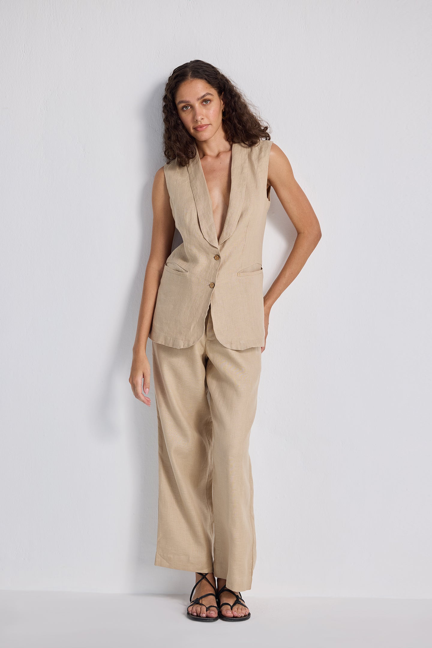 Sleeveless Hemp Jacket Set DC-Reistor