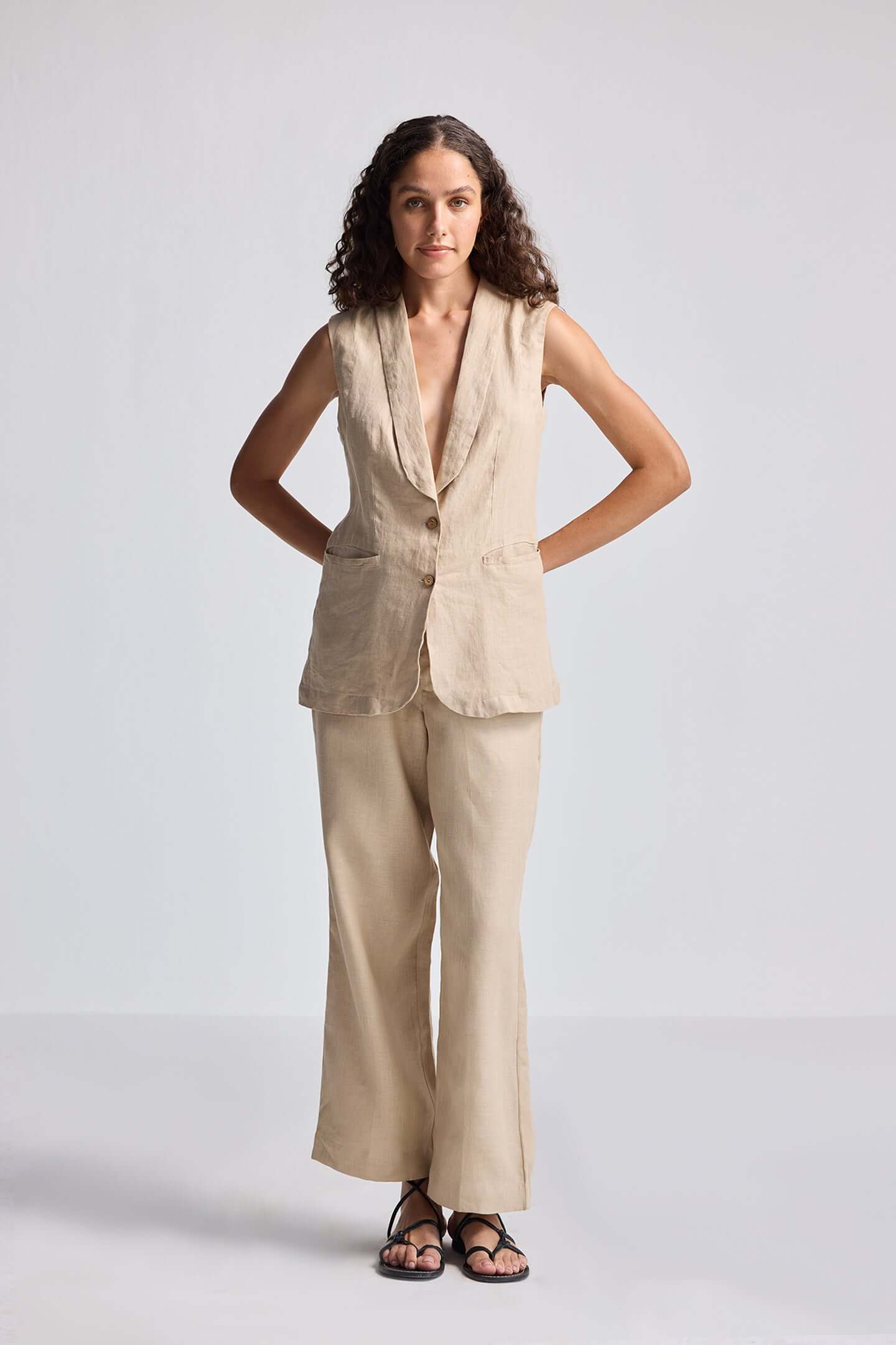 Sleeveless Hemp Jacket Set DC-Reistor